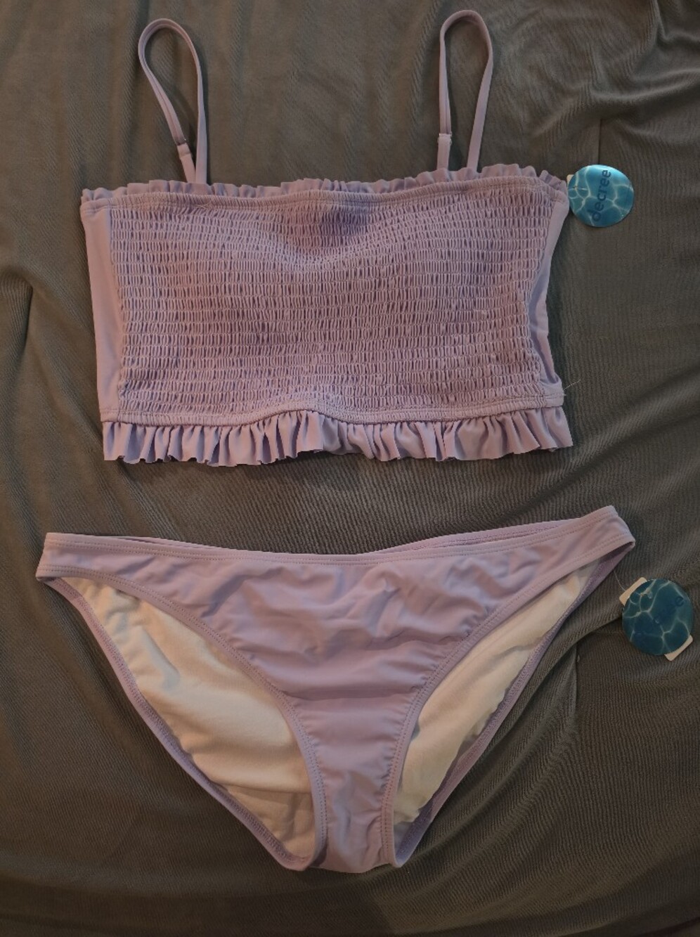 Decree Lilac Smocked Ruffle Bikini Set